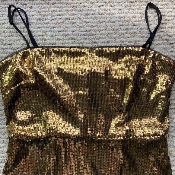 Urban Outfitters gold sequin mini dress with spaghetti straps. Size S - Picture 7 of 10